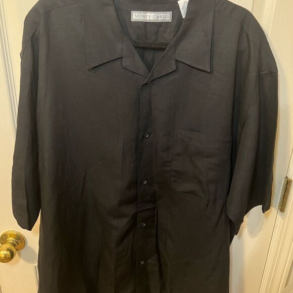 Men's Black Linen Blend Resort style Shirt Size 2X Great Condition - Picture 4 of 7